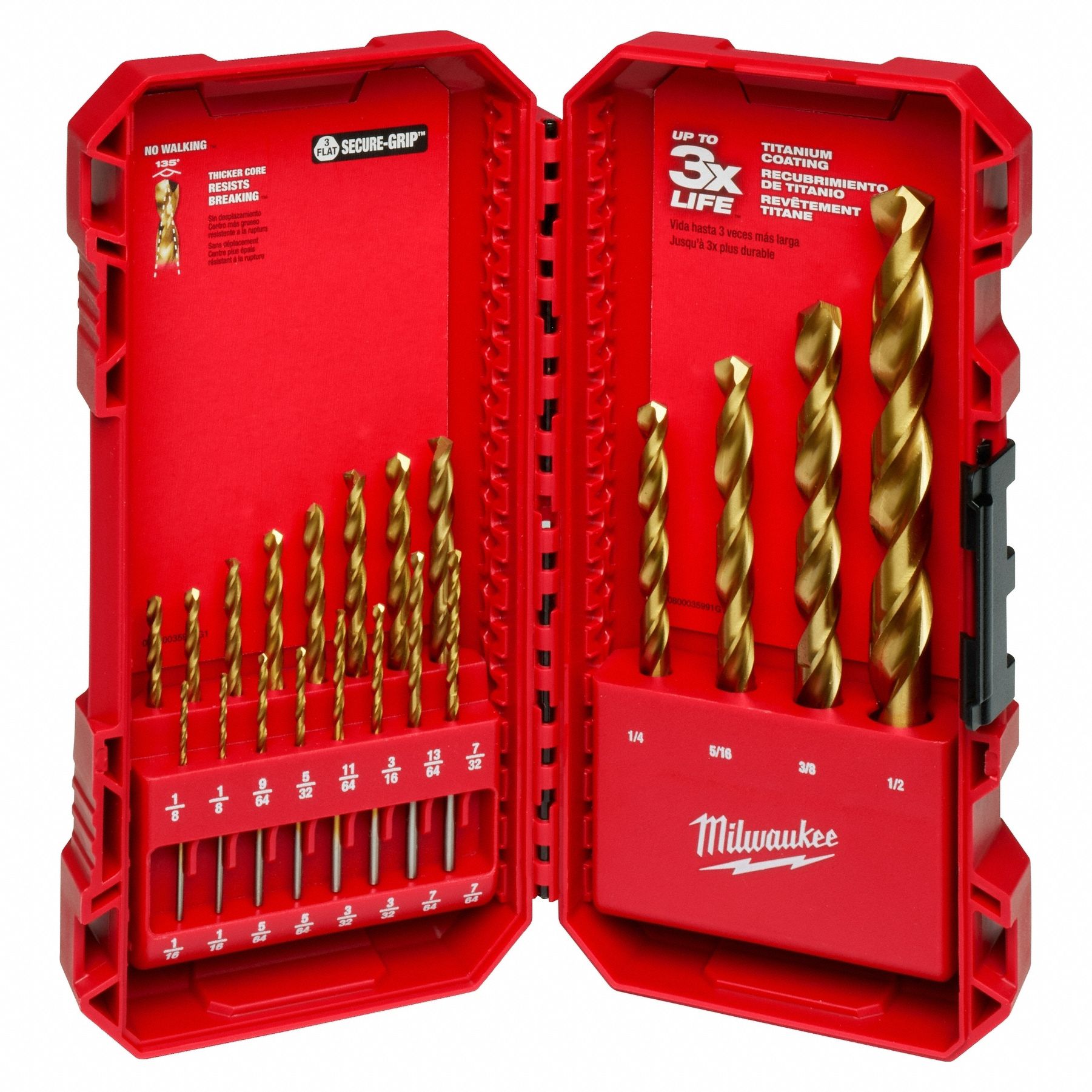 JOBBER LENGTH DRILL SET, ½ IN SMALLEST DRILL BIT, 1/16 IN LARGEST DRILL BIT SIZE