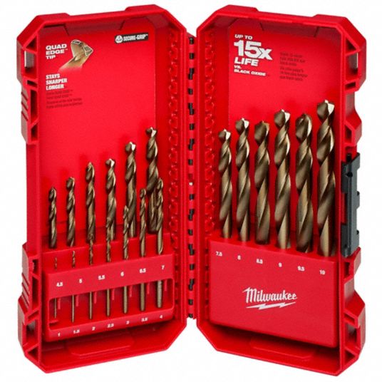 MILWAUKEE, 1 mm Smallest Drill Bit Size, 9 mm Largest Drill Bit Size ...