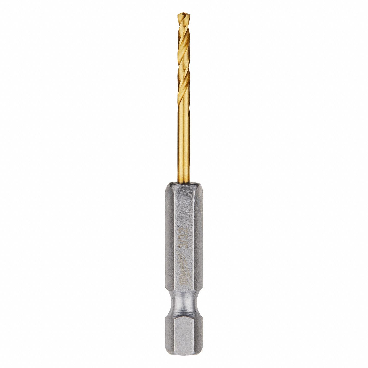 HEX SHANK DRILL BIT, 3/32 IN DRILL BIT SIZE, 11/16 IN FLUTE L, 2⅜ IN LENGTH, 2 PK