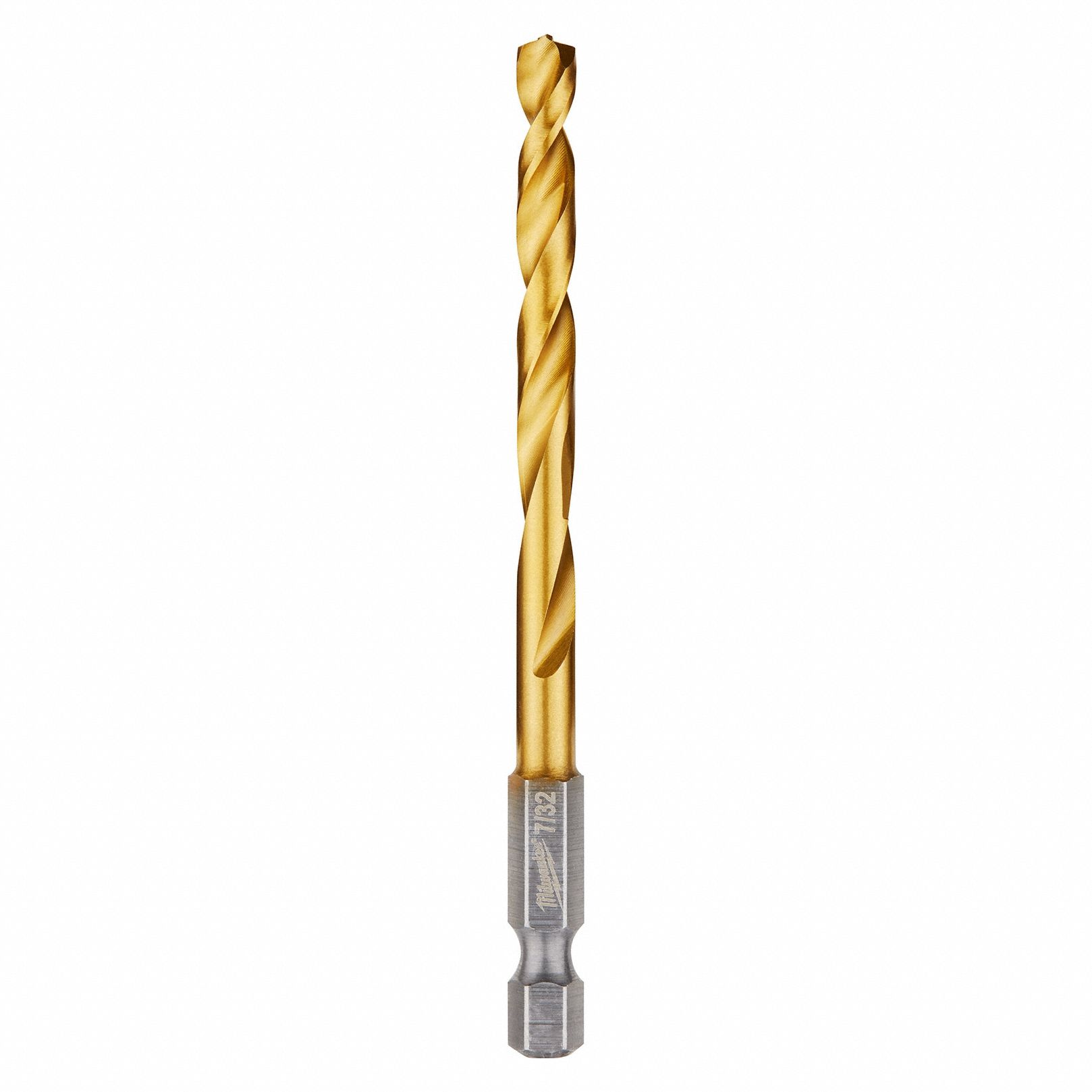 HEX SHANK DRILL BIT, 7/32 IN DRILL BIT SIZE, 2¼ IN FLUTE L, ¼ IN SHANK HEX