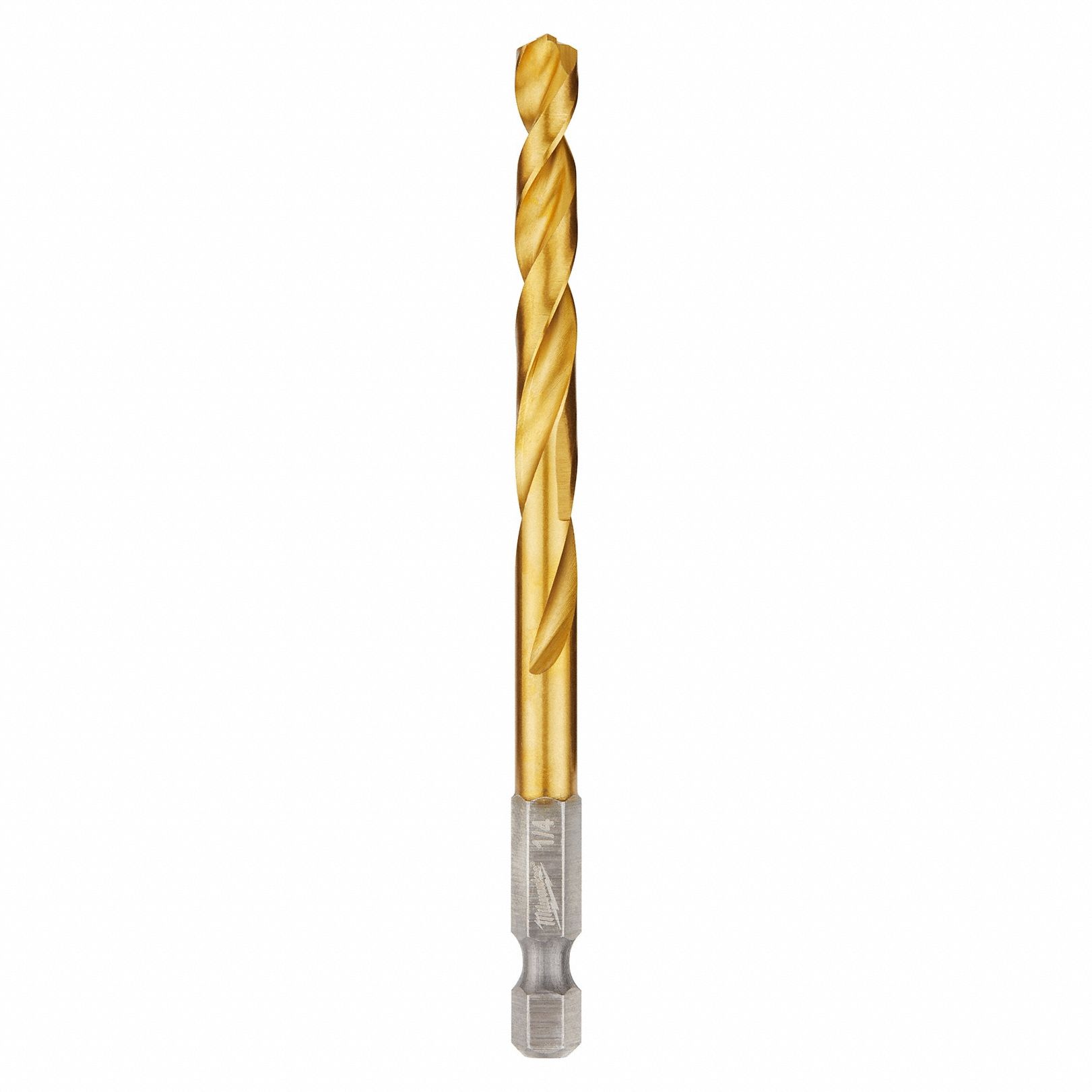 HEX SHANK DRILL BIT, ¼ IN DRILL BIT SIZE, 2 7/16 IN FLUTE L, ¼ IN SHANK HEX