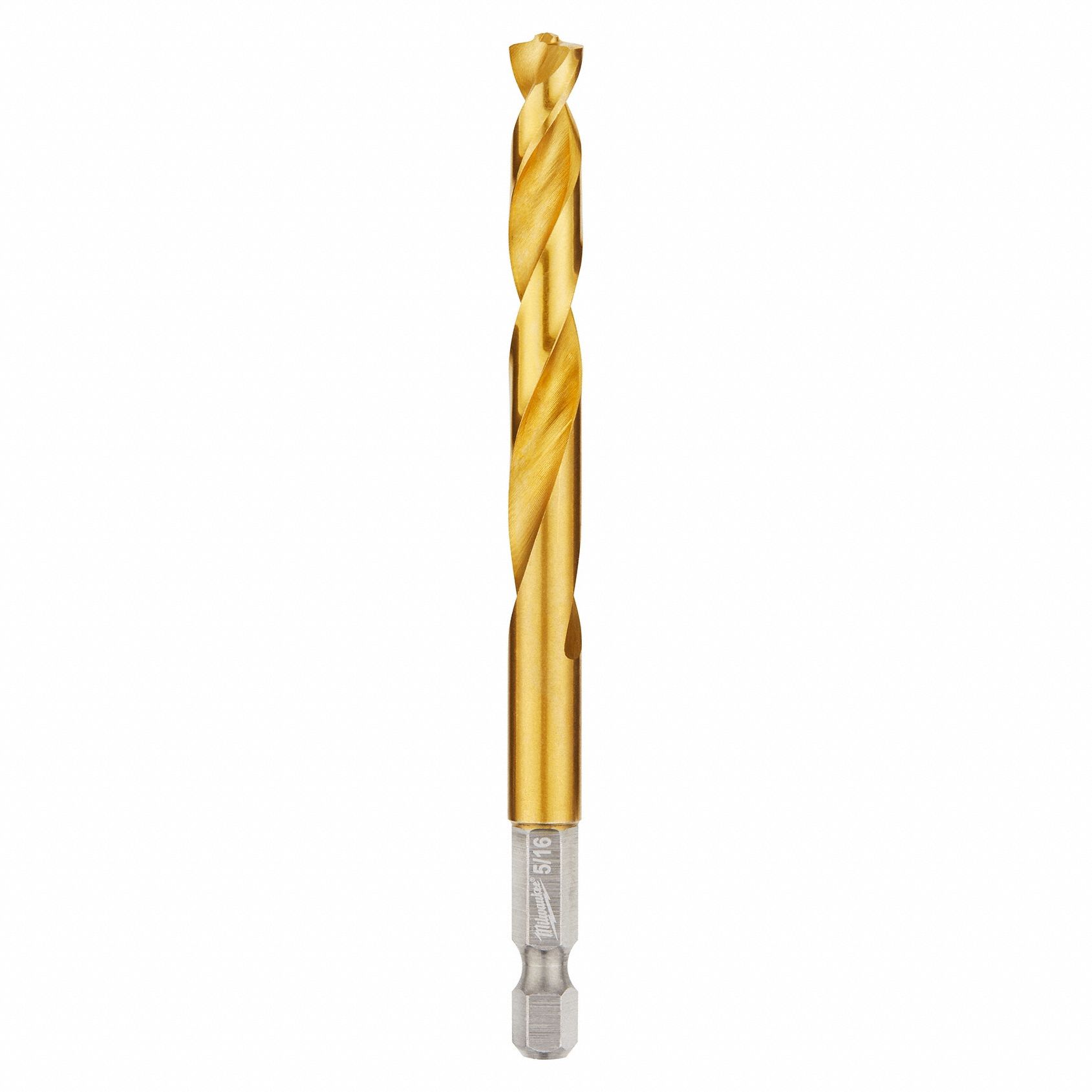 HEX SHANK DRILL BIT, 5/16 IN DRILL BIT SIZE, 2 9/16 IN FLUTE L, ¼ IN SHANK HEX