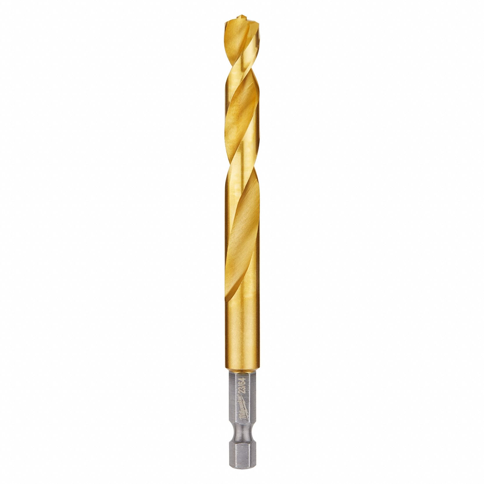 HEX SHANK DRILL BIT, 23/64 IN DRILL BIT SIZE, 2 13/16 IN FLUTE L, ¼ IN SHANK HEX