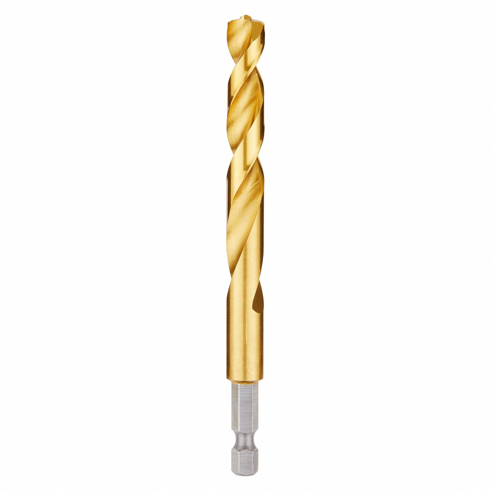 HEX SHANK DRILL BIT, 25/64 IN DRILL BIT SIZE, 2 15/16 IN FLUTE L, ¼ IN SHANK HEX