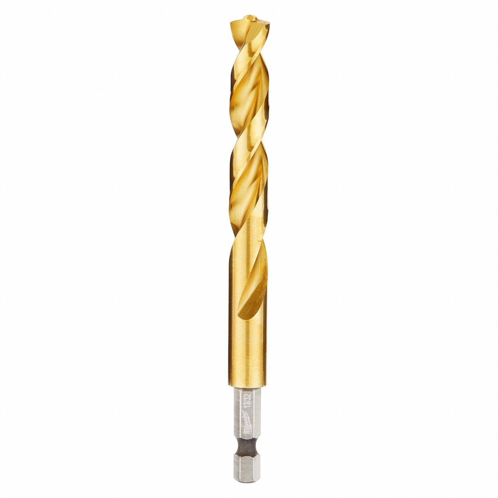 HEX SHANK DRILL BIT, 13/32 IN DRILL BIT SIZE, 3 IN FLUTE L, ¼ IN SHANK HEX