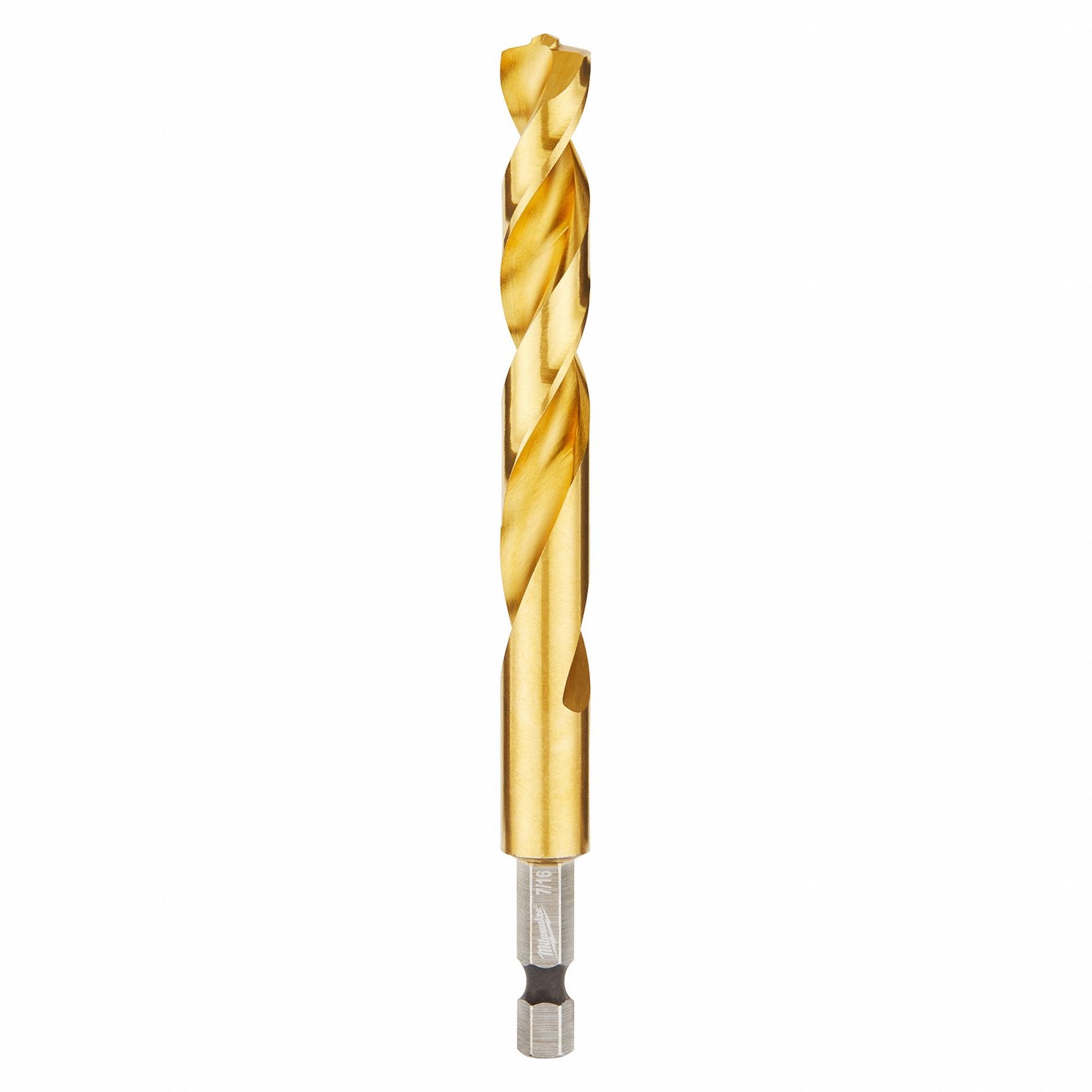 HEX SHANK DRILL BIT, 7/16 IN DRILL BIT SIZE, 3⅛ IN FLUTE L, ¼ IN SHANK HEX