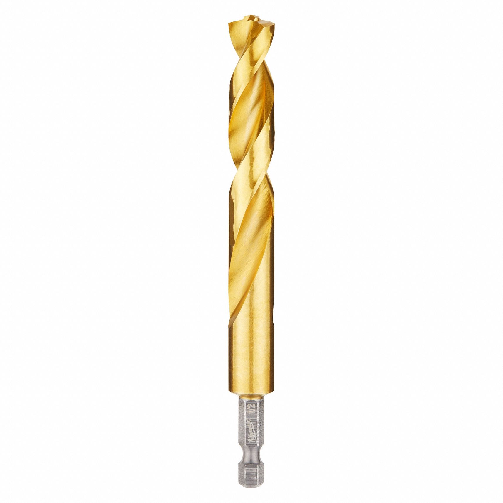 HEX SHANK DRILL BIT, ½ IN DRILL BIT SIZE, 3 5/16 IN FLUTE L, ¼ IN SHANK HEX