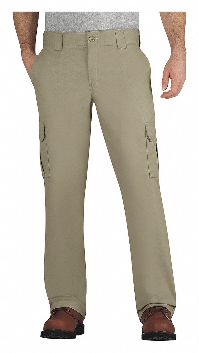 DICKIES Men's Work Pants, Cotton/Polyester, Color Desert Sand, Fits