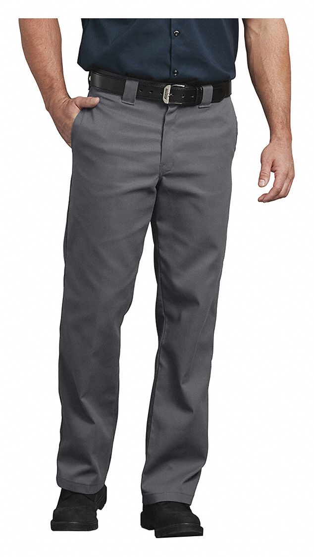 DICKIES Men's Work Pants, Cotton/Polyester, Color: Charcoal, Fits Waist ...