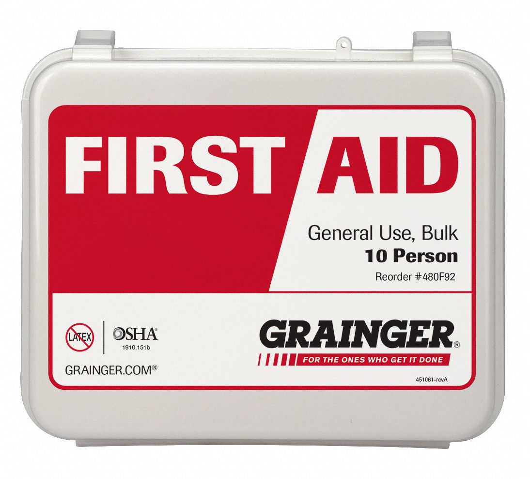 GRAINGER APPROVED First Aid Kit Industrial, 10 People Served per Kit