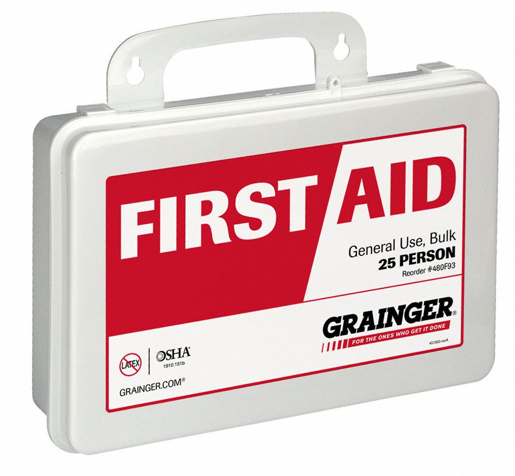 GRAINGER APPROVED First Aid Kit, Kit, Plastic, Industrial, 25 People