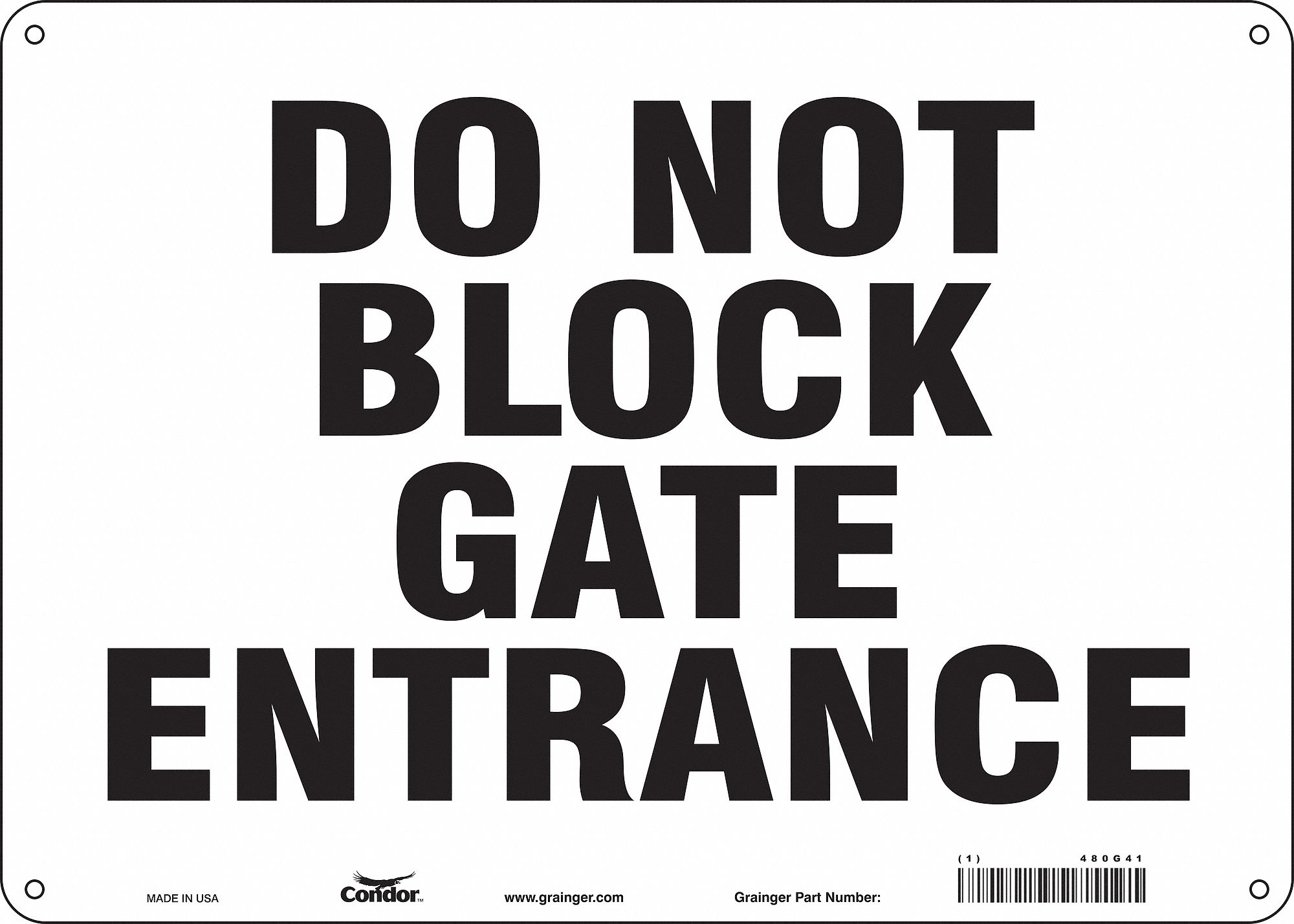 Safety Sign: Polyethylene, Mounting Holes Sign Mounting, 10 in x 14 in Nominal Sign Size, No Header