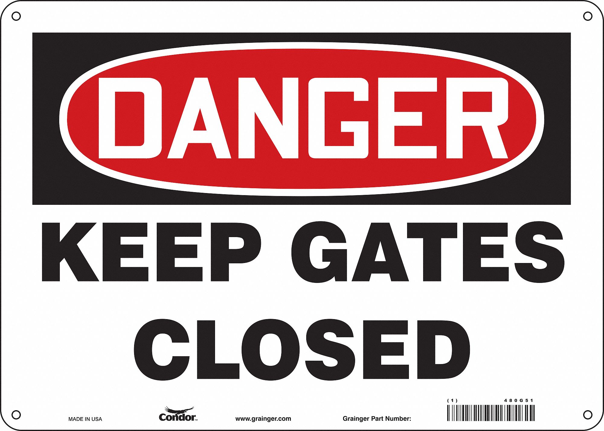 Safety Sign, 10 in x 14 in, Aluminum