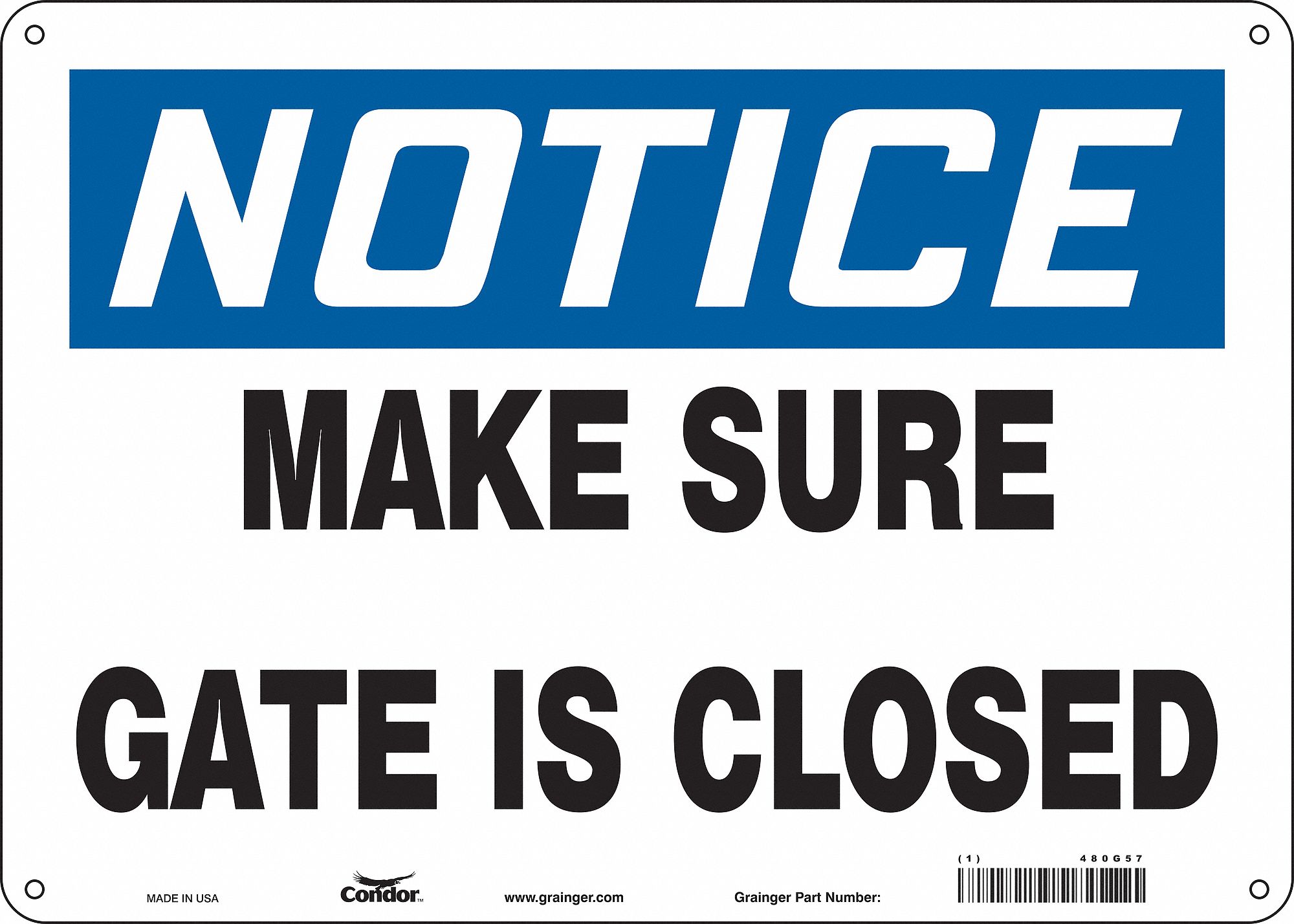 Safety Sign: Aluminum, Mounting Holes Sign Mounting, 10 in x 14 in Nominal Sign Size, 0.032 in Thick