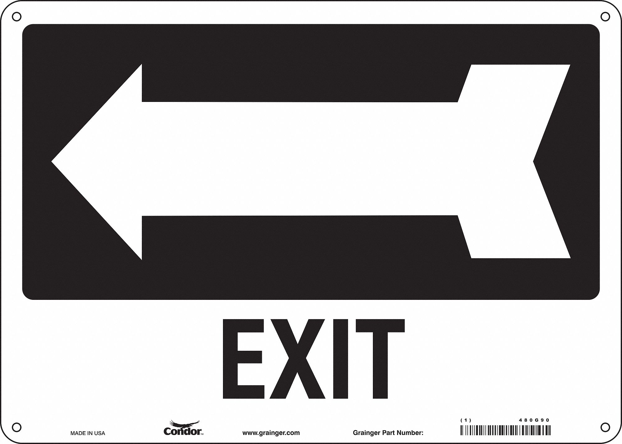 Safety Sign: Aluminum, Mounting Holes Sign Mounting, 10 in x 14 in Nominal Sign Size, 0.032 in Thick