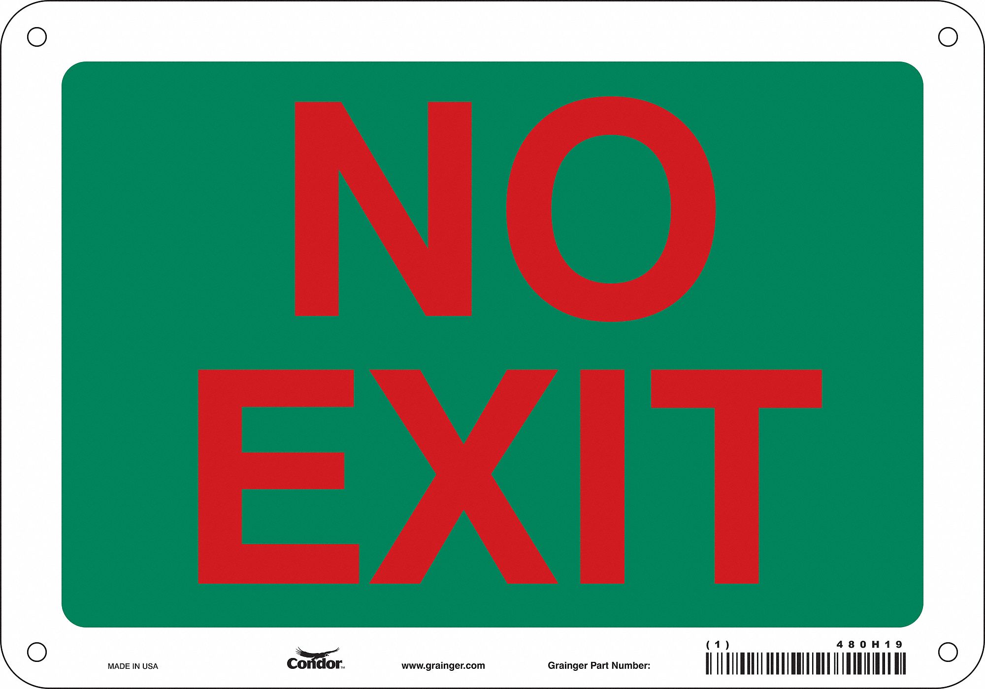 Safety Sign: Polyethylene, Mounting Holes Sign Mounting, 7 in x 10 in Nominal Sign Size