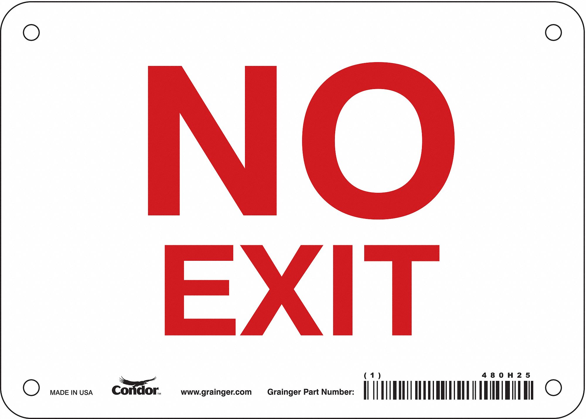 Safety Sign: Aluminum, Mounting Holes Sign Mounting, 5 in x 7 in Nominal Sign Size, 0.032 in Thick