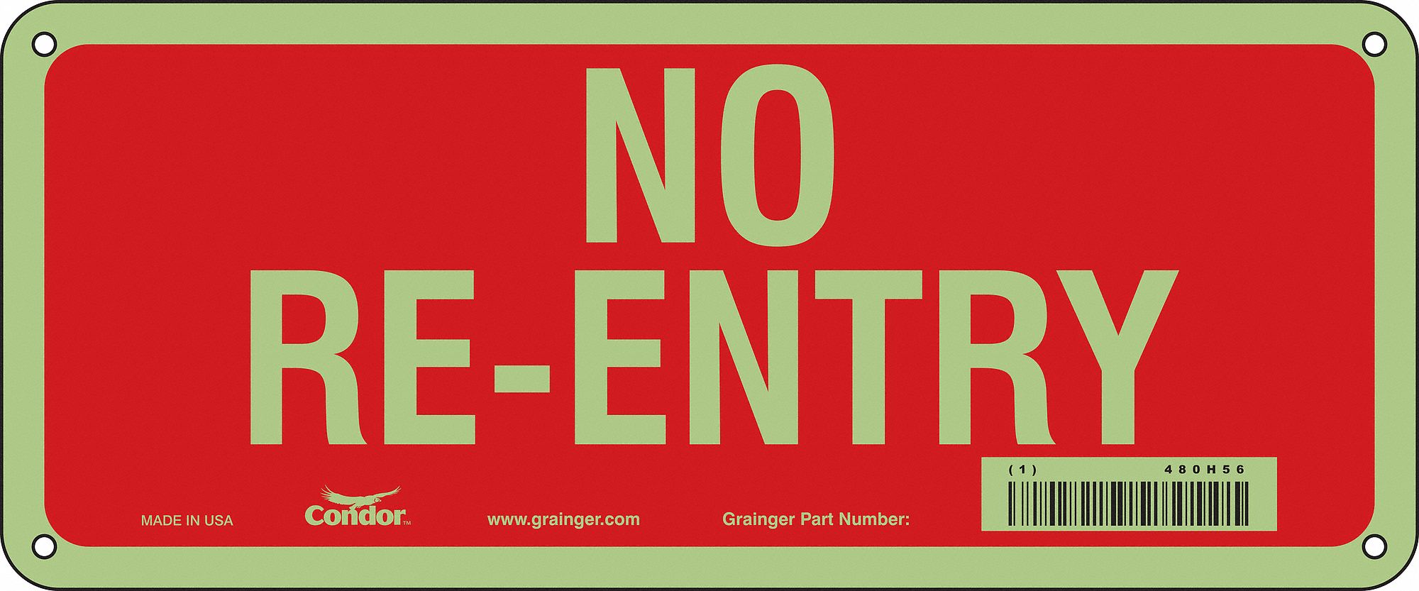 Safety Sign, 5 in x 12 in, Aluminum