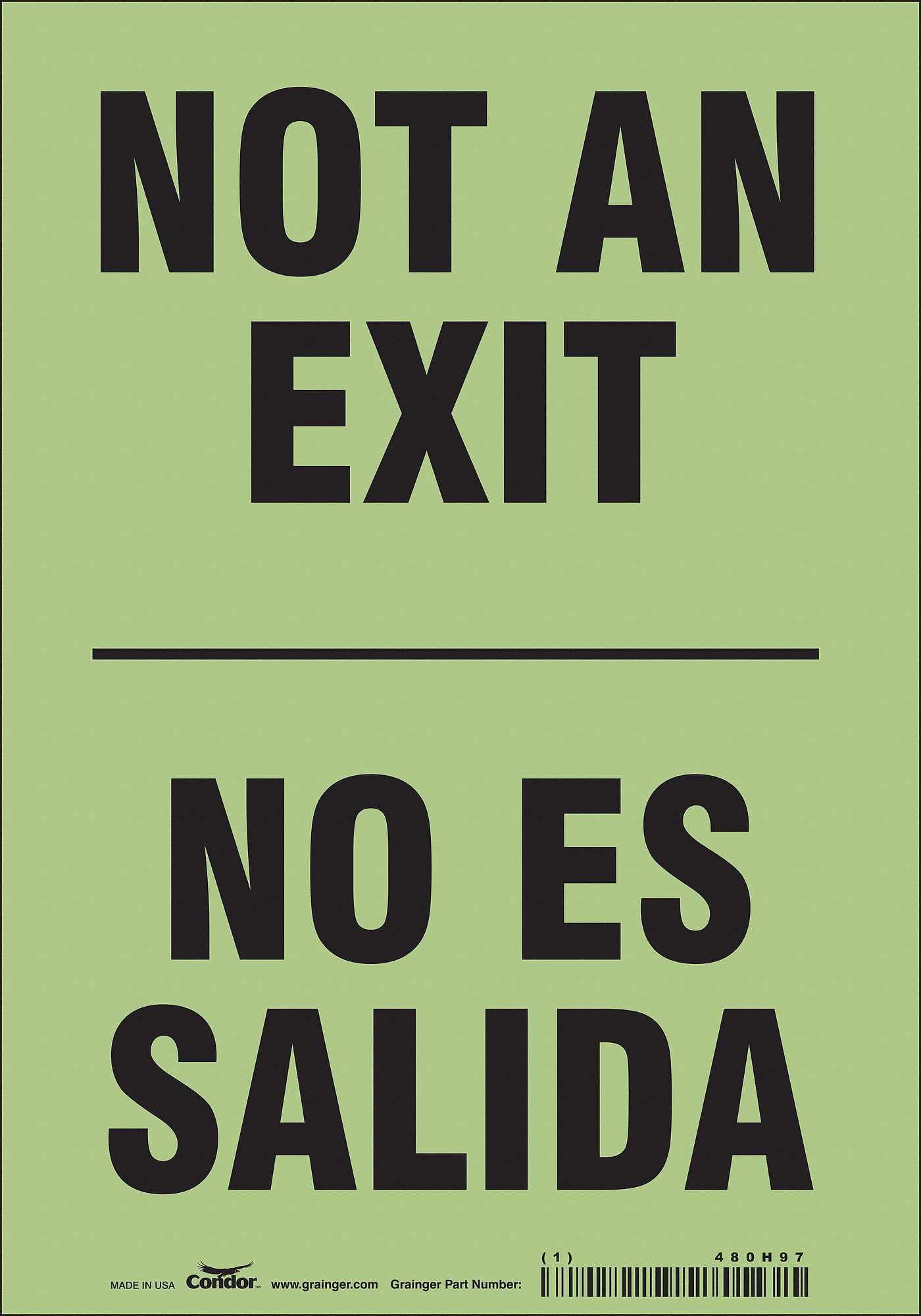 Safety Sign: Glow Vinyl, Adhesive Sign Mounting, 10 in x 7 in Nominal Sign Size, Not Retroreflective