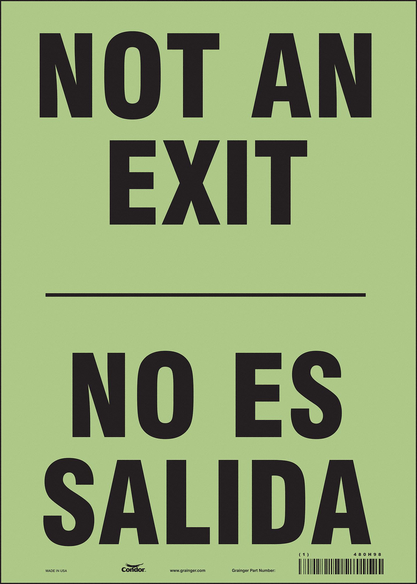 Safety Sign: Glow Vinyl, Adhesive Sign Mounting, 14 in x 10 in Nominal Sign Size, Glow In The Dark