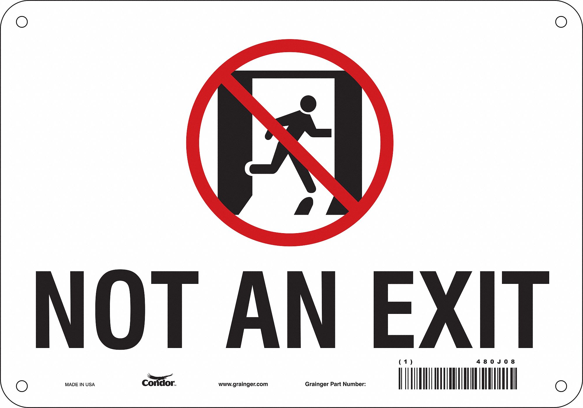 SAFETY SIGN, POLYETHYLENE, MOUNTING HOLES, 7 IN X 10 IN NOMINAL SIGN SIZE, NOT AN EXIT