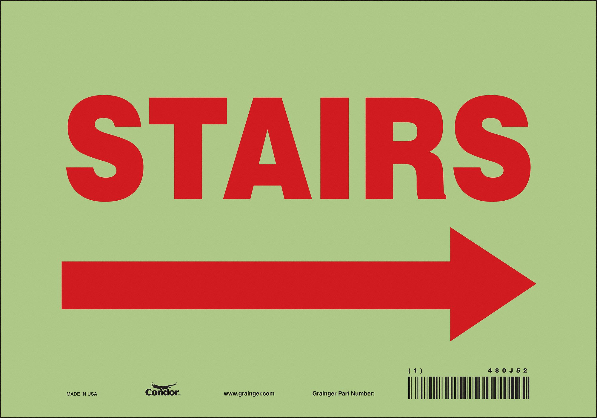 Safety Sign: Glow Vinyl, Adhesive Sign Mounting, 7 in x 10 in Nominal Sign Size, Not Retroreflective