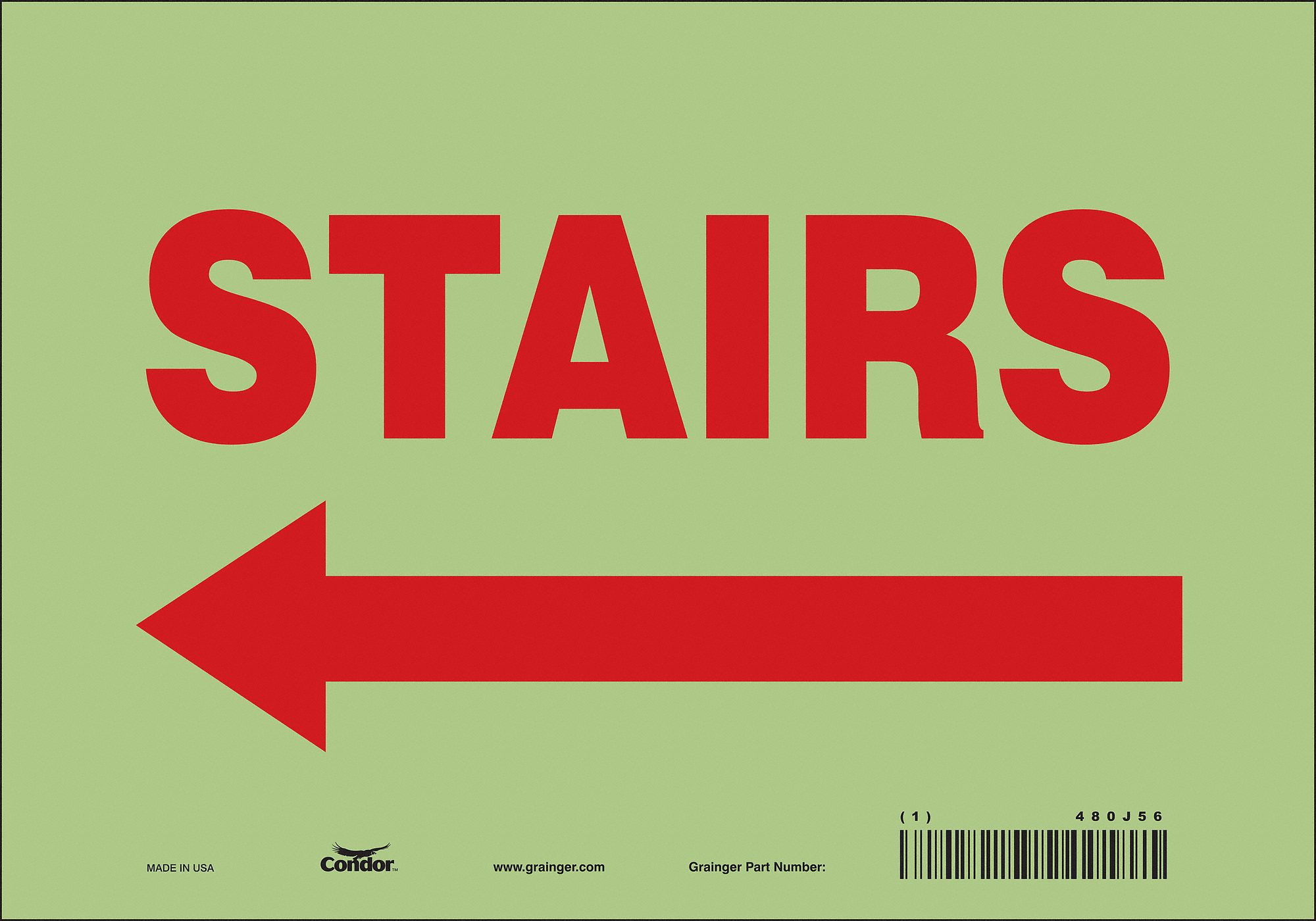 Safety Sign: Glow Vinyl, Adhesive Sign Mounting, 7 in x 10 in Nominal Sign Size, Not Retroreflective