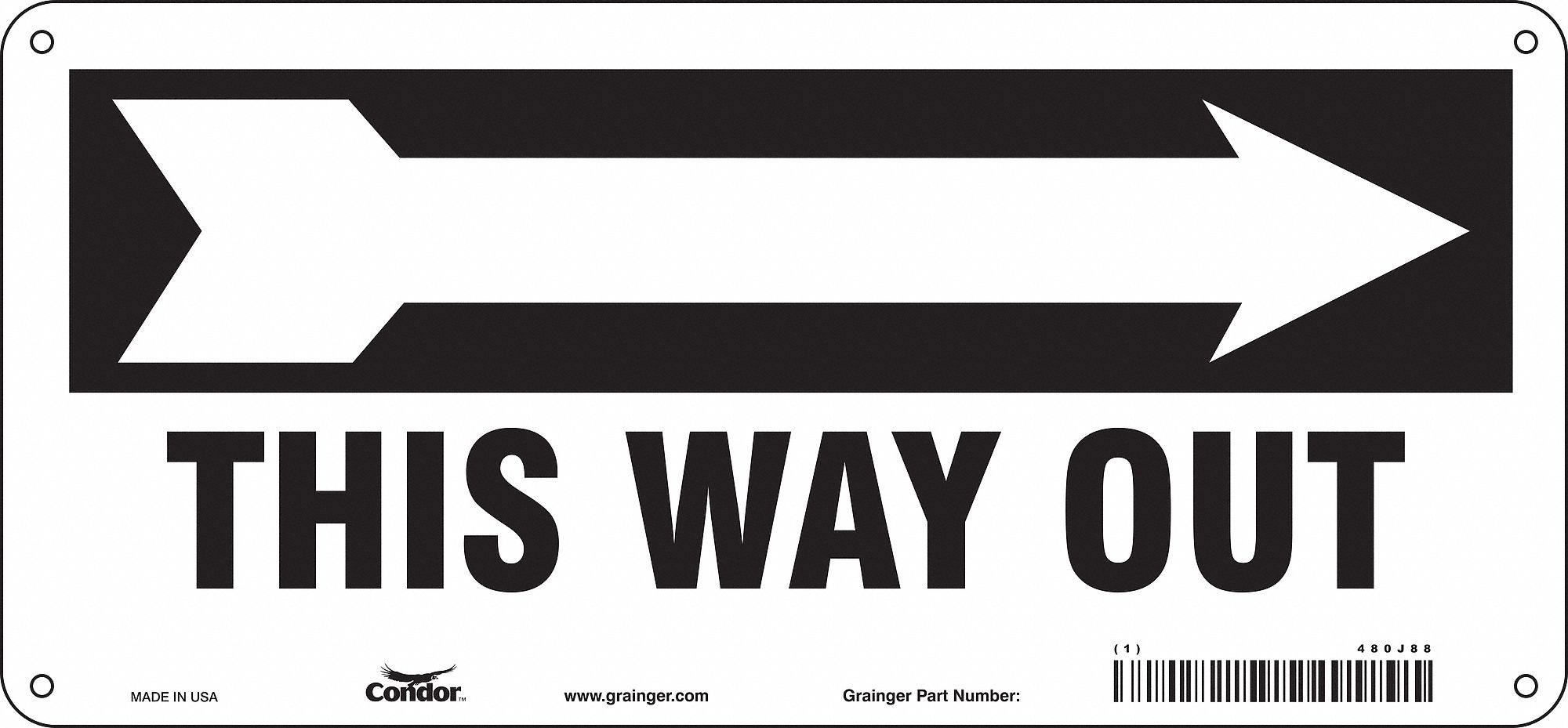 Safety Sign: Polyethylene, Mounting Holes Sign Mounting, 6 1/2 in x 14 in Nominal Sign Size