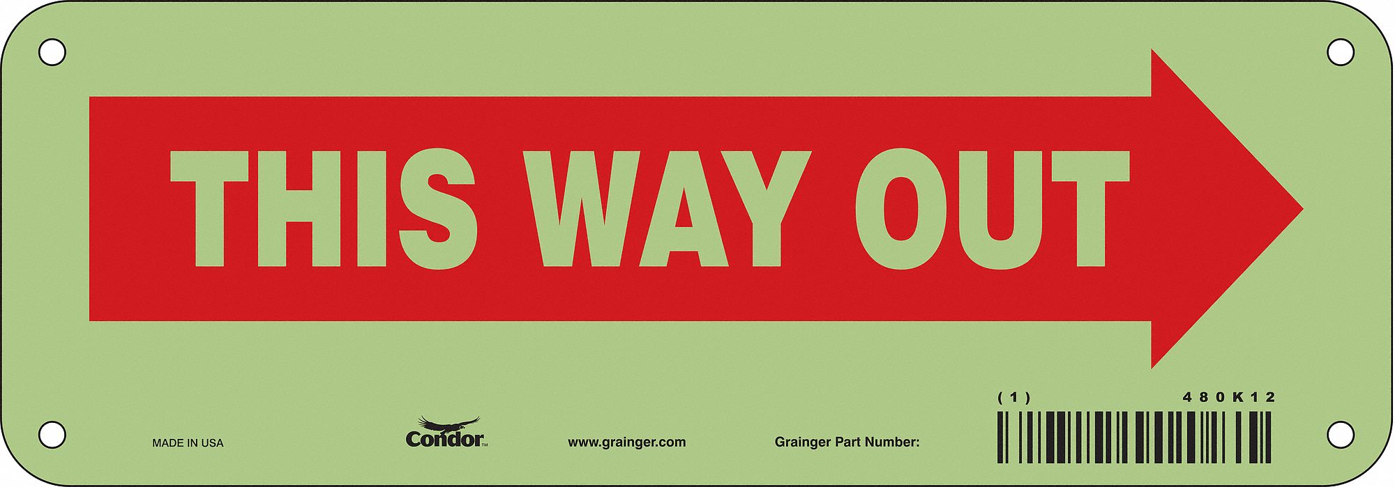 Safety Sign: Polyethylene, Mounting Holes Sign Mounting, 3 1/2 in x 10 in Nominal Sign Size