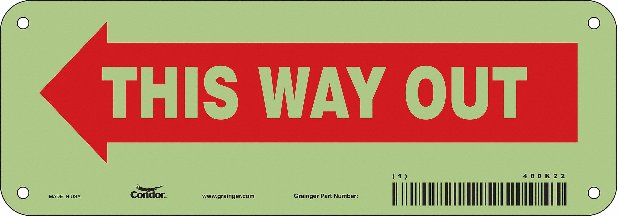 Safety Sign: Polyethylene, Mounting Holes Sign Mounting, 3 1/2 in x 10 in Nominal Sign Size