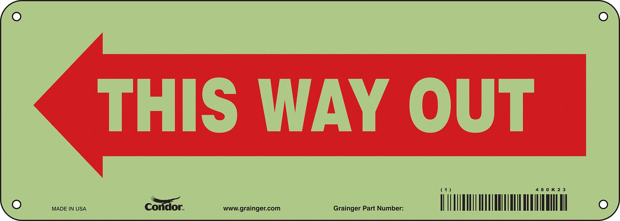 Safety Sign: Polyethylene, Mounting Holes Sign Mounting, 5 in x 14 in Nominal Sign Size