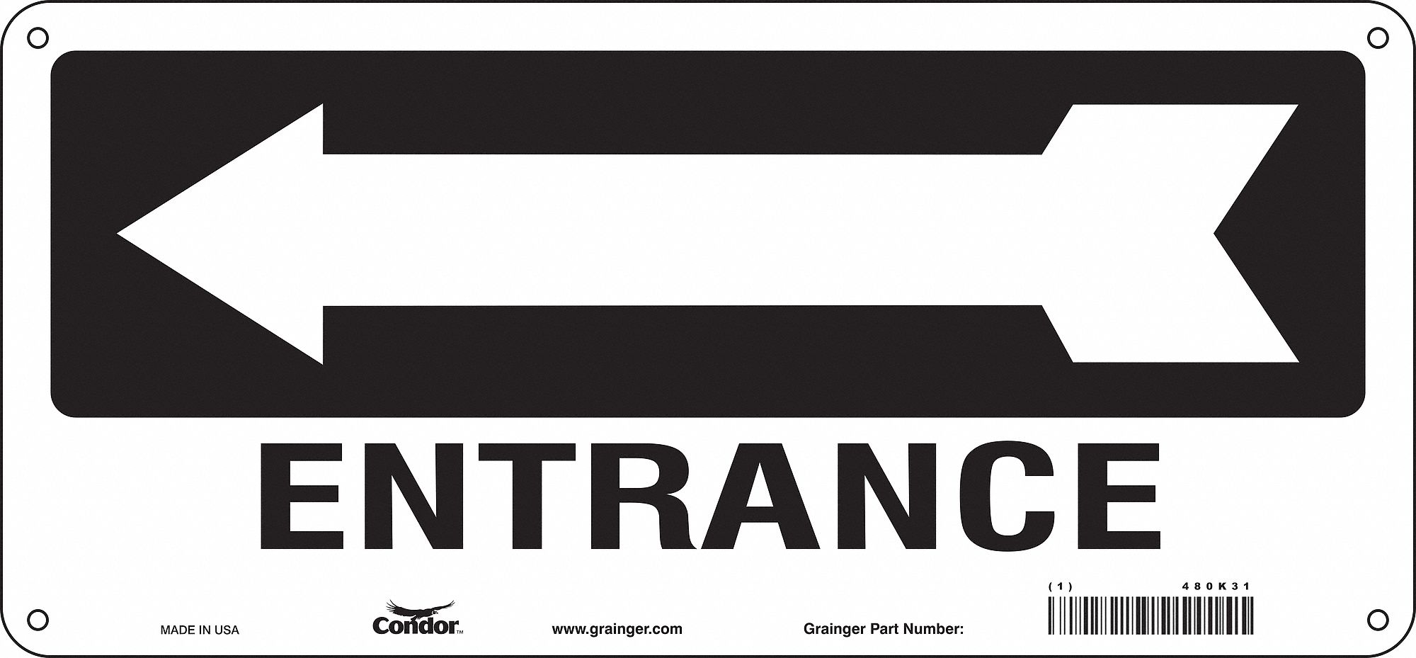 Safety Sign, 6 1/2 in x 14 in, Aluminum