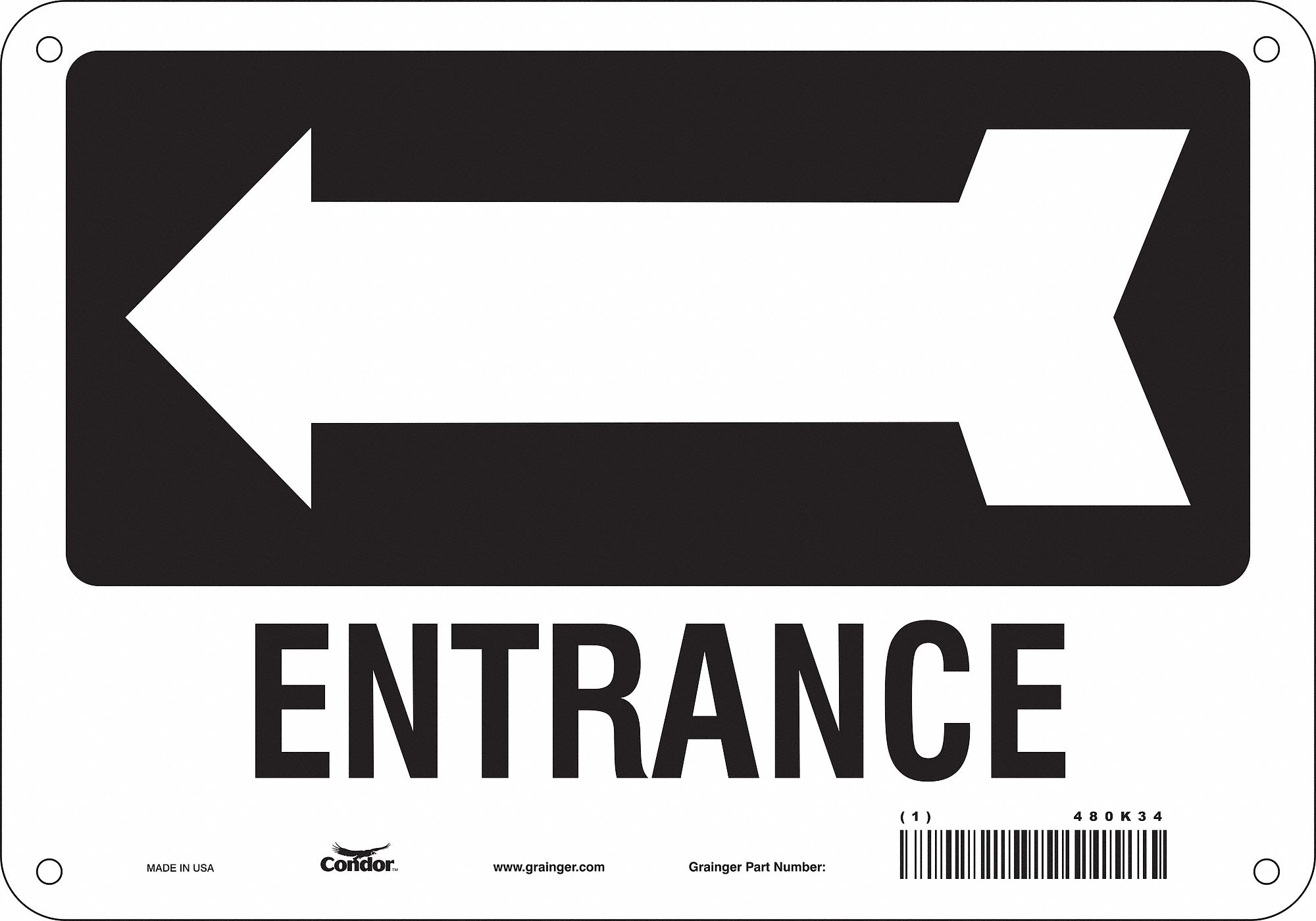 Safety Sign: Aluminum, Mounting Holes Sign Mounting, 7 in x 10 in Nominal Sign Size, 0.032 in Thick