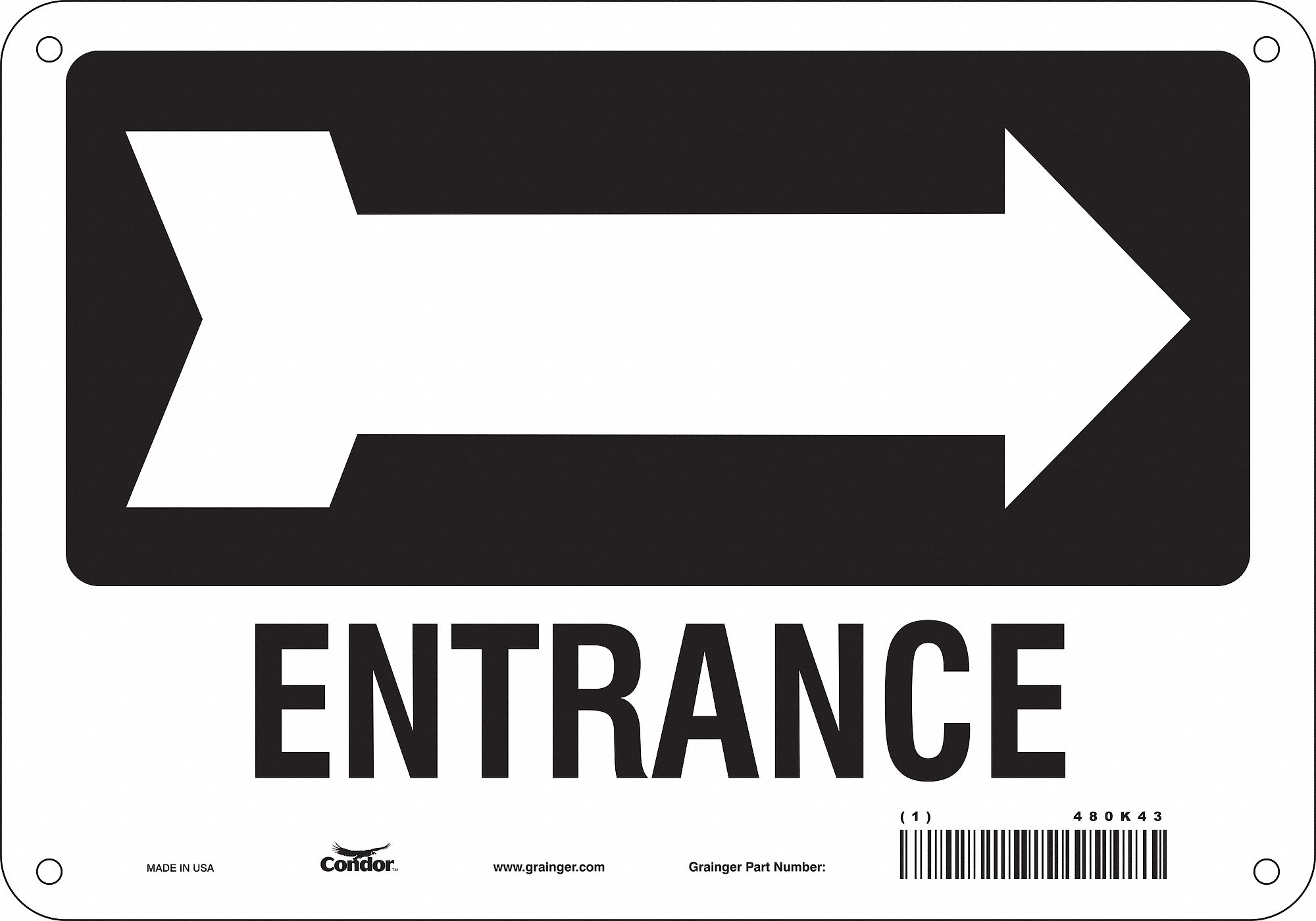 Safety Sign: Aluminum, Mounting Holes Sign Mounting, 7 in x 10 in Nominal Sign Size, 0.032 in Thick