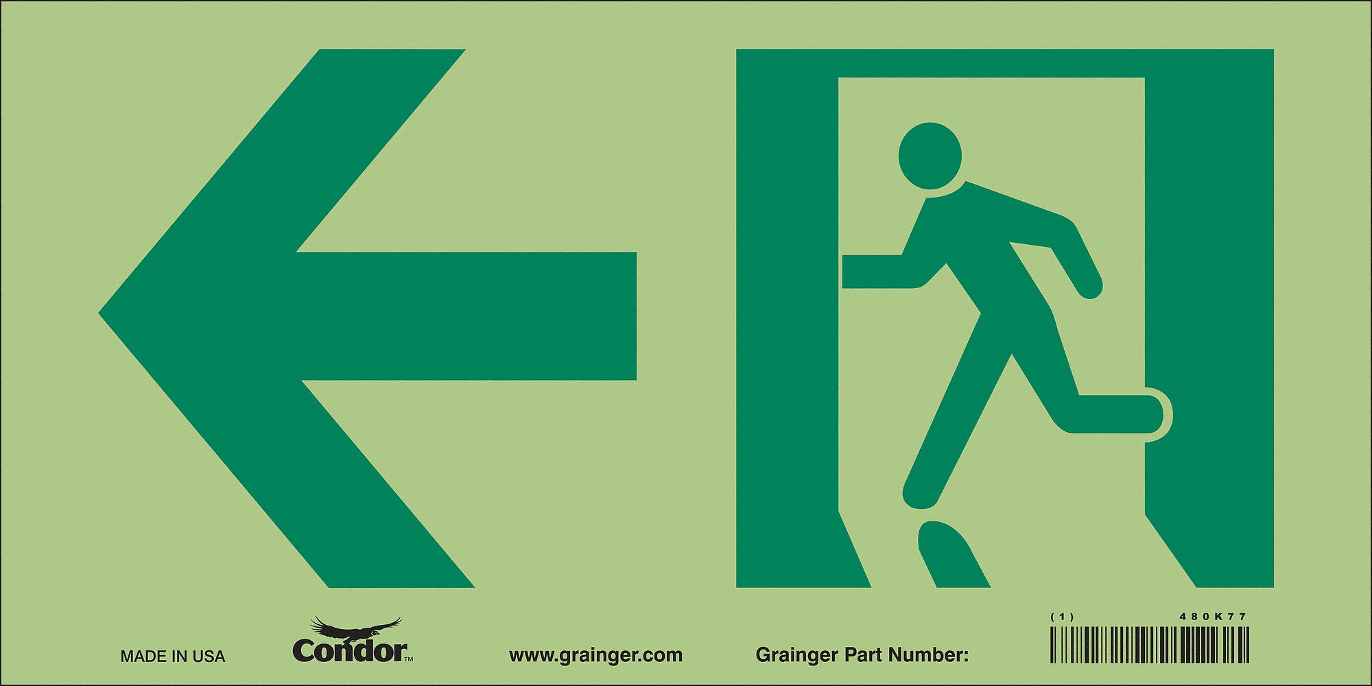Safety Sign, 7 in x 15 in, Glow Vinyl