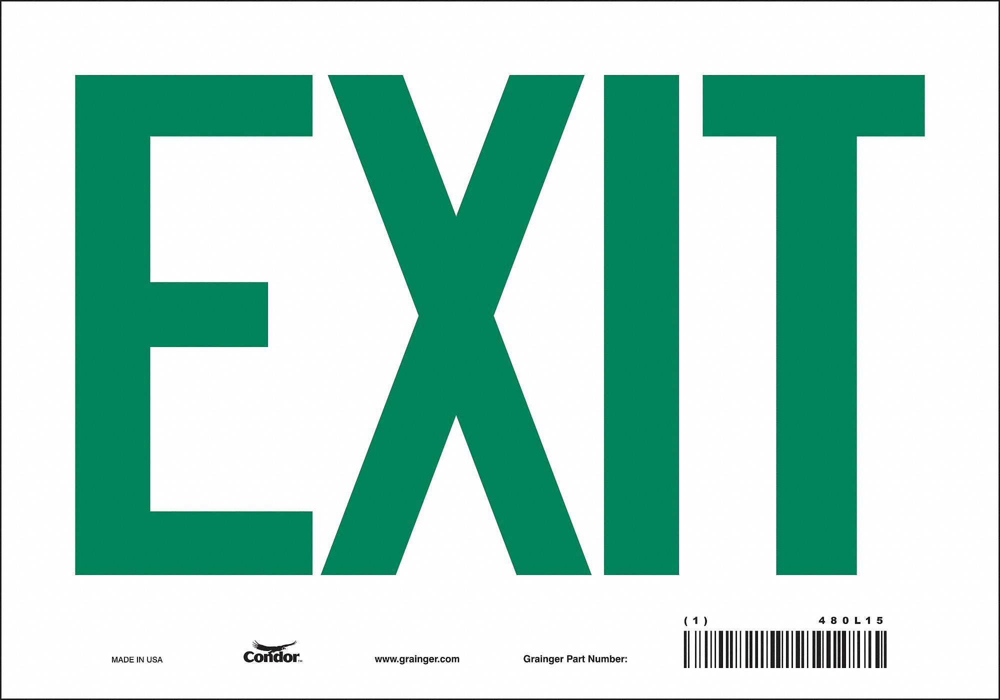 SAFETY SIGN, VINYL, ADHESIVE MOUNT, 7 IN X 10 IN NOMINAL SIGN SIZE, NOT RETROREFLECTIVE, EXIT