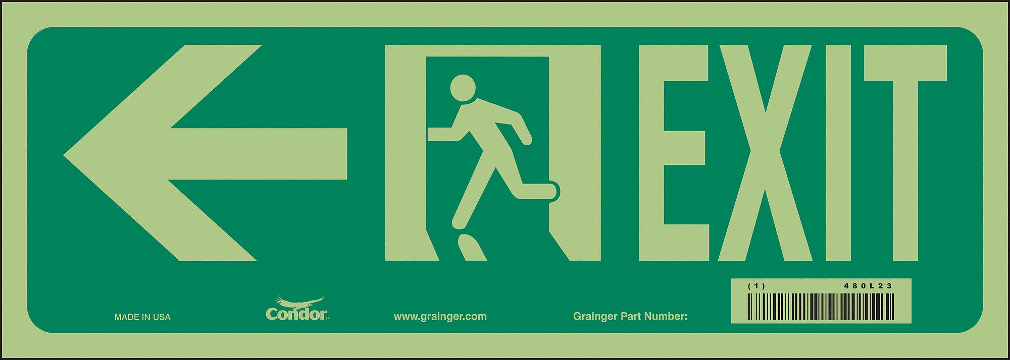 Safety Sign, 5 in x 14 in, Glow Vinyl