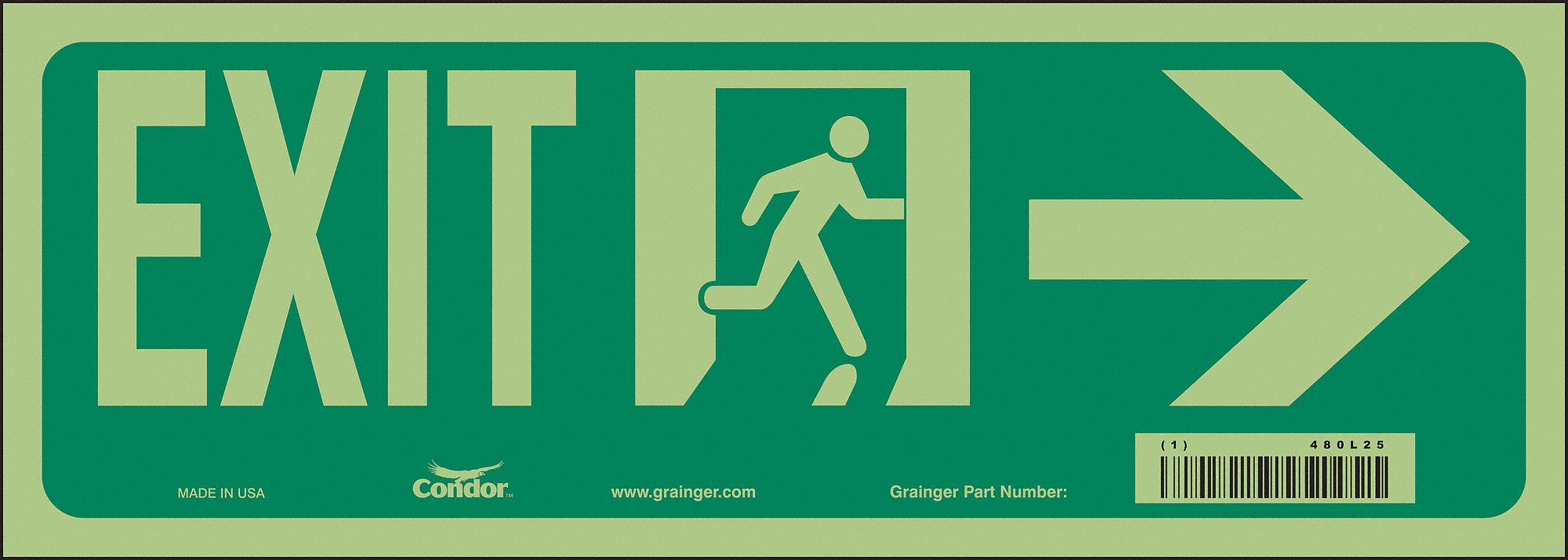 Safety Sign, 5 in x 14 in, Glow Vinyl