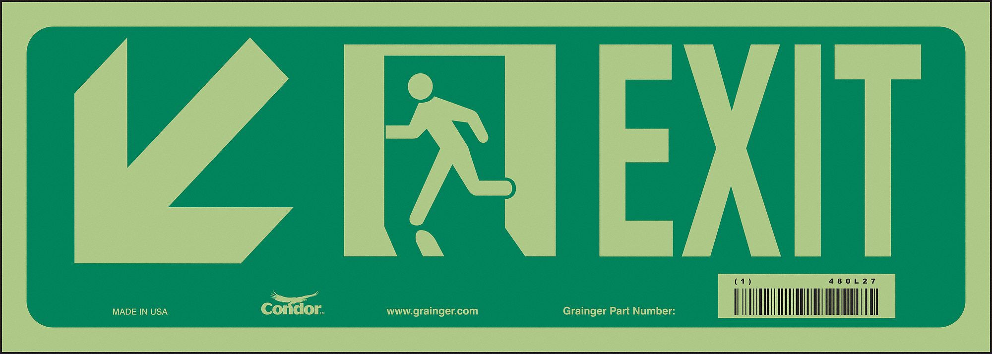 Safety Sign, 5 in x 14 in, Glow Vinyl
