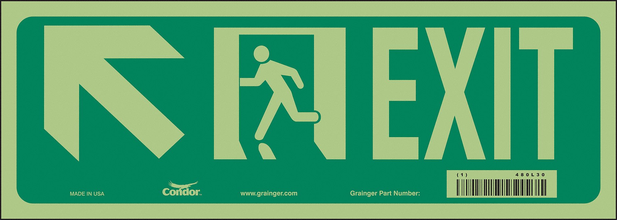 Safety Sign, 5 in x 14 in, Glow Vinyl