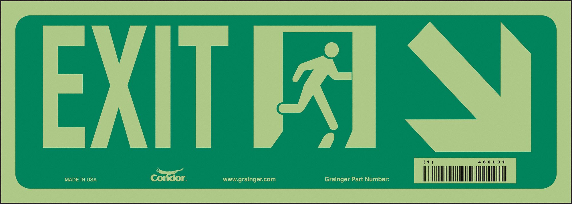 Safety Sign, 5 in x 14 in, Glow Vinyl