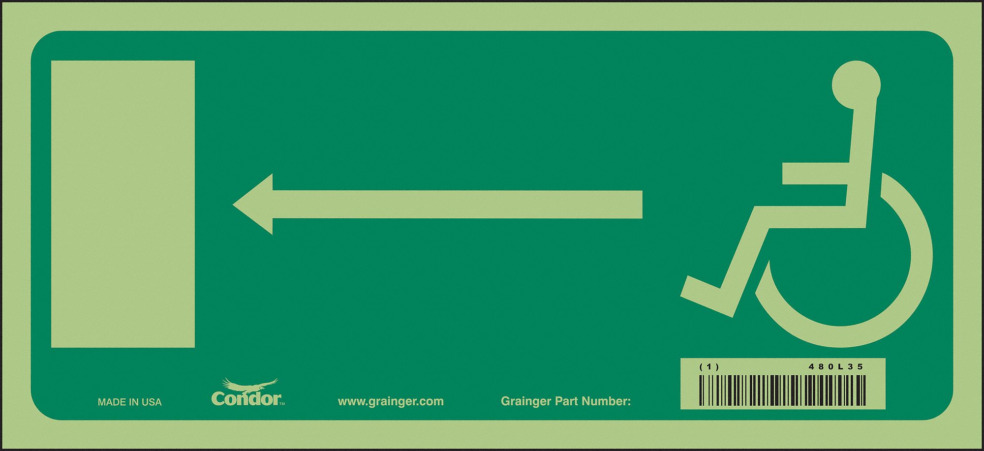 Safety Sign, 5.5in x 12in, Glow Vinyl