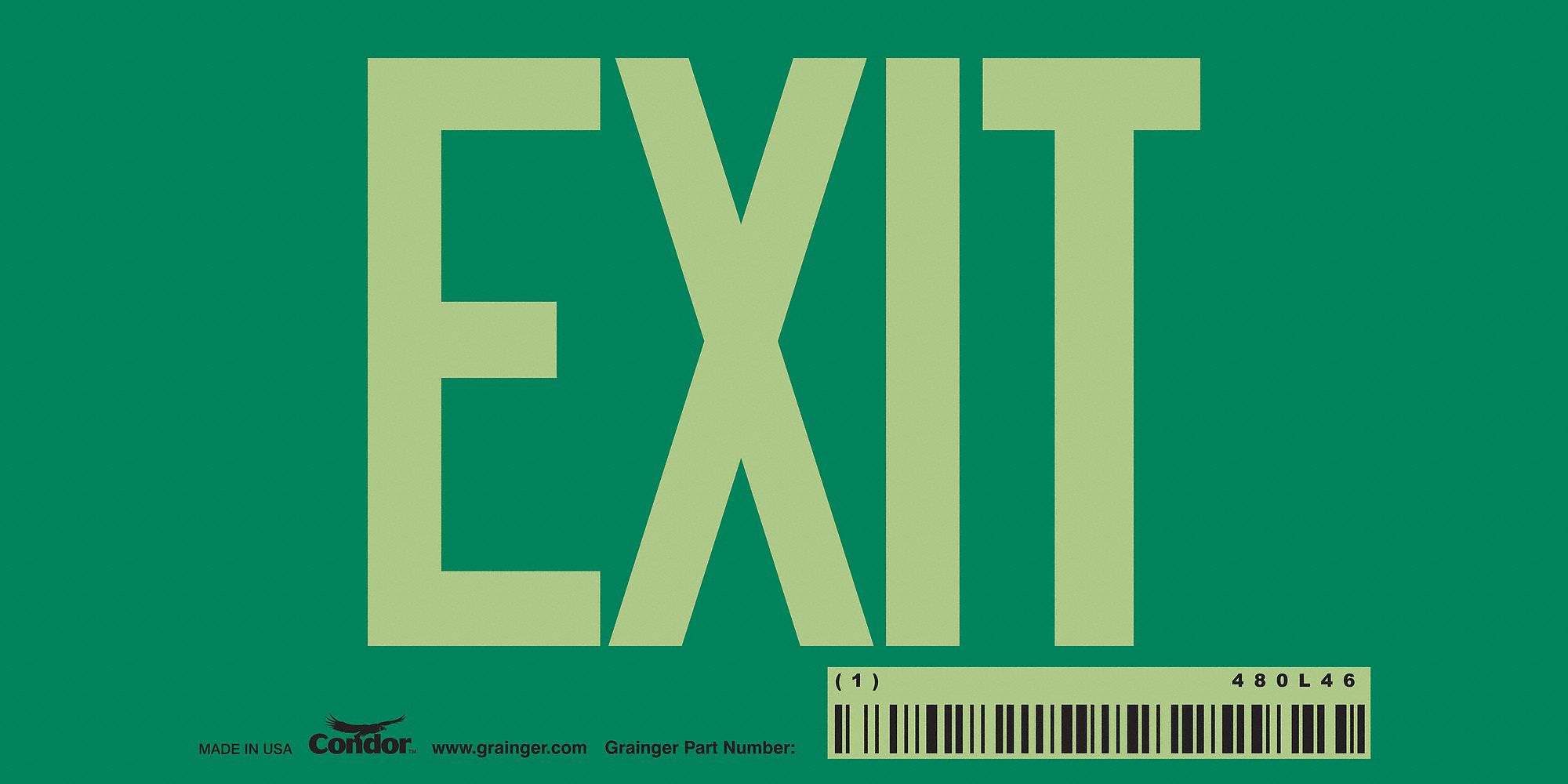 Safety Sign, 3 in x 6 in, Glow Vinyl