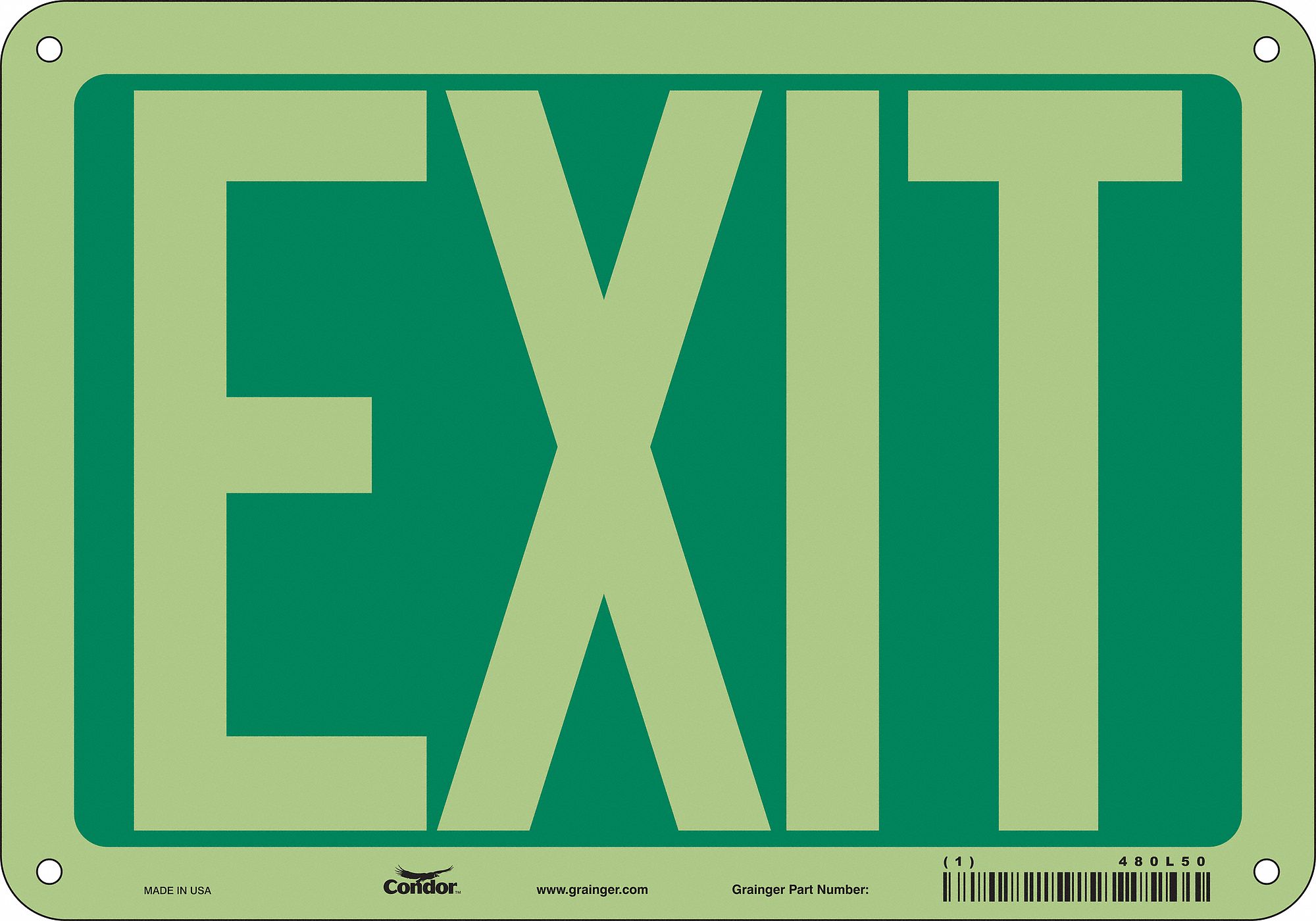 PANNEAU SECURITE, EXIT, 7 PO X 10 PO