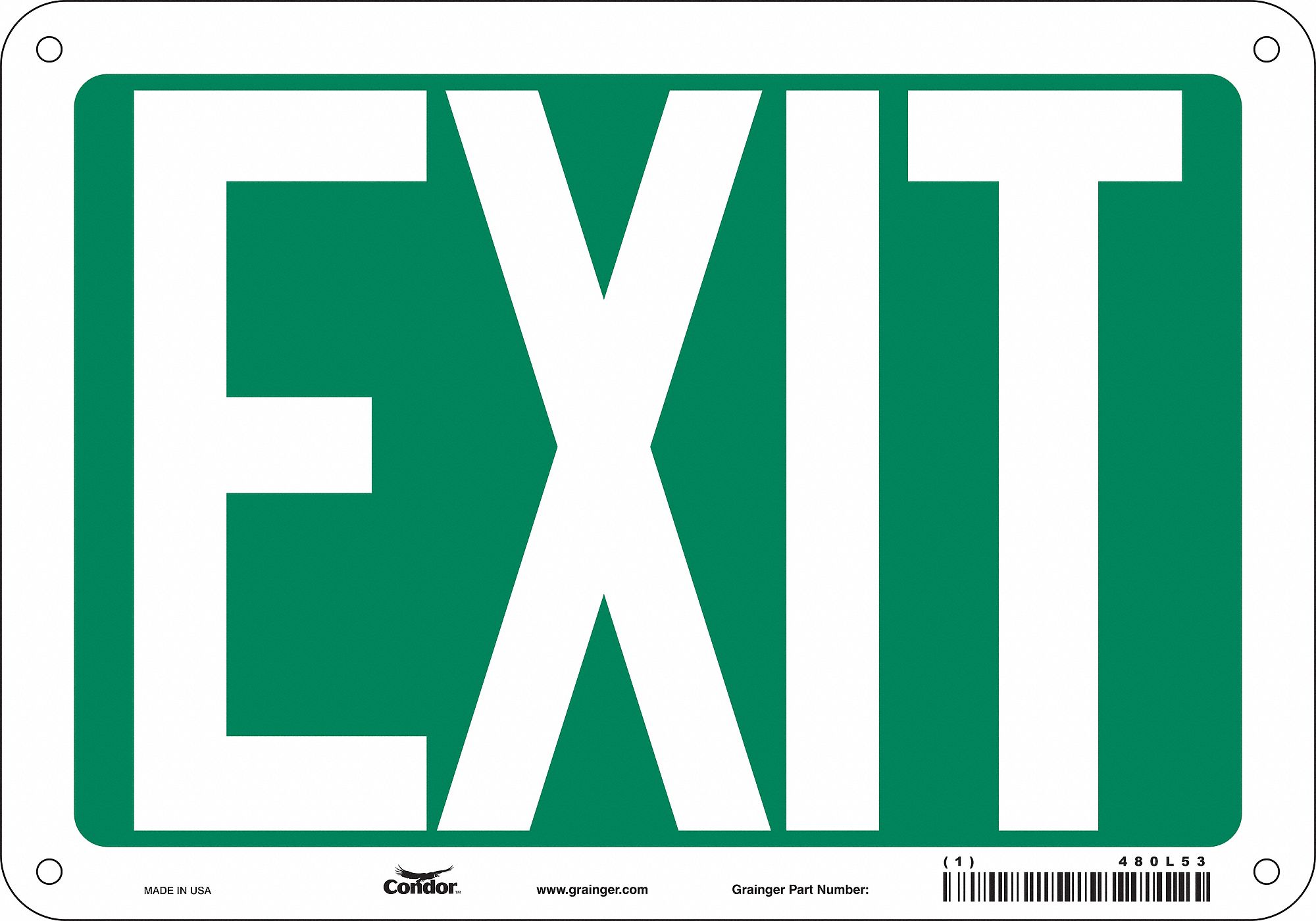 Safety Sign: Polyethylene, Mounting Holes Sign Mounting, 7 in x 10 in Nominal Sign Size