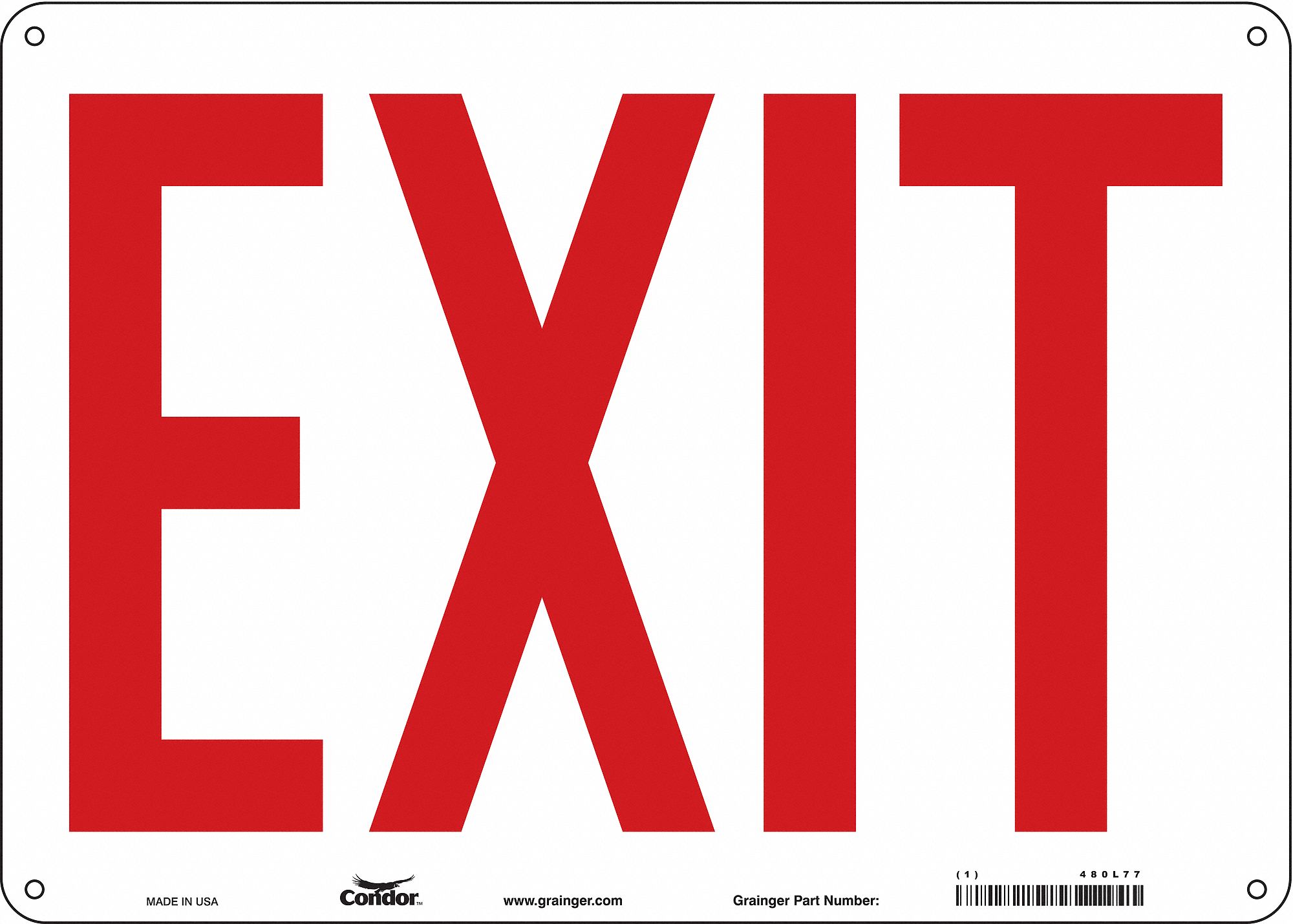 SAFETY SIGN,EXIT,10"X14"