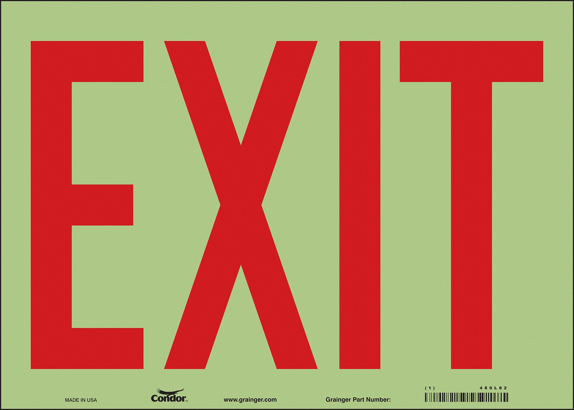 SAFETY SIGN,EXIT,10"X14"