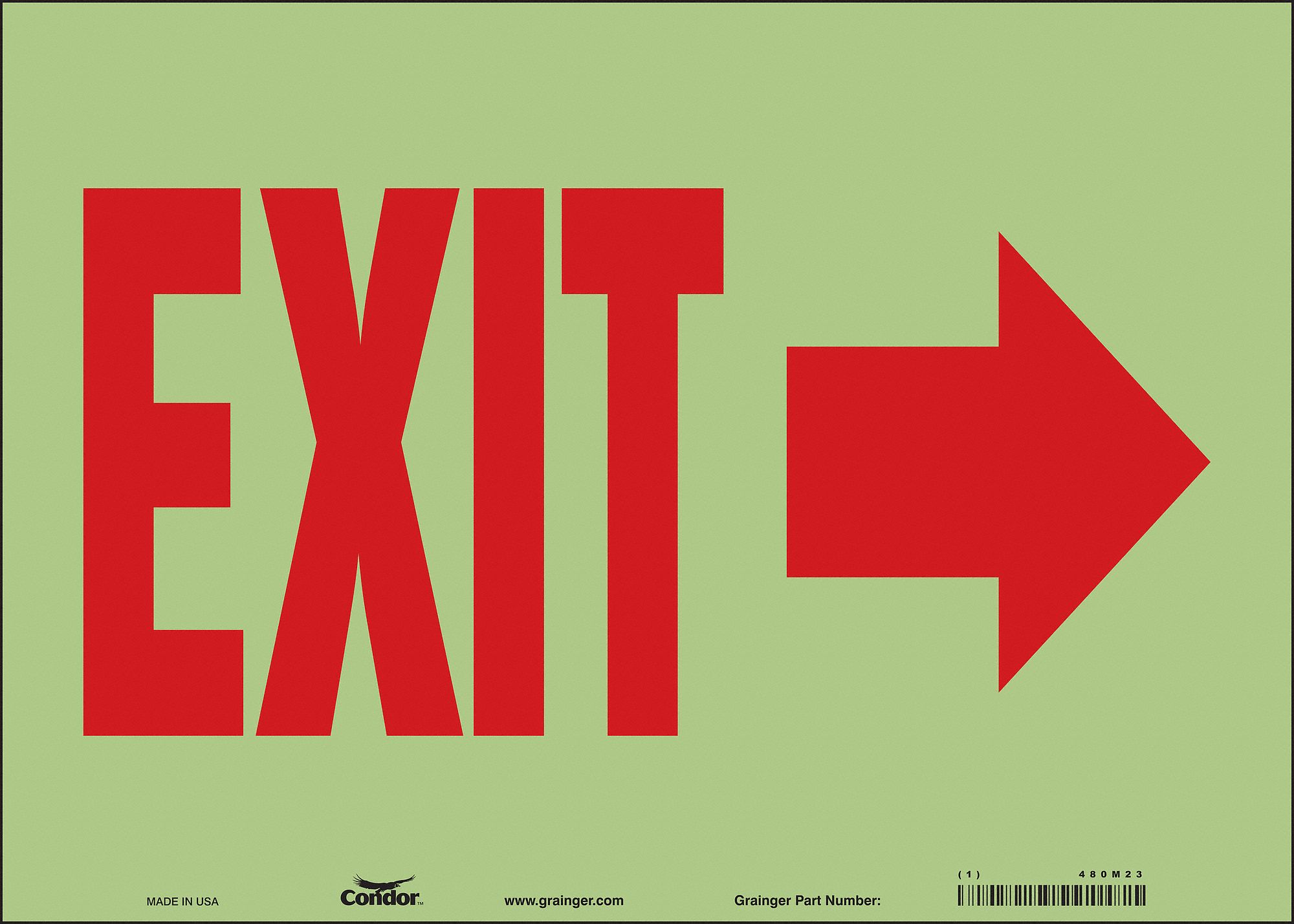 Safety Sign: Glow Vinyl, Adhesive Sign Mounting, 10 in x 14 in Nominal Sign Size, Glow In The Dark