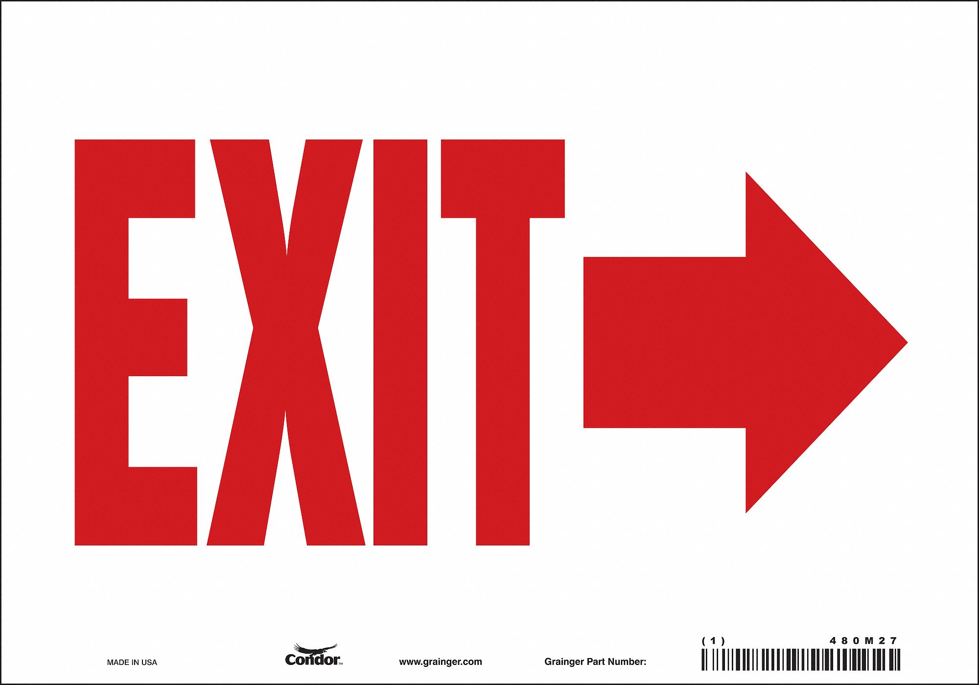 SAFETY SIGN, VINYL, ADHESIVE MOUNT, 7 IN X 10 IN NOMINAL SIGN SIZE, NOT RETROREFLECTIVE, EXIT