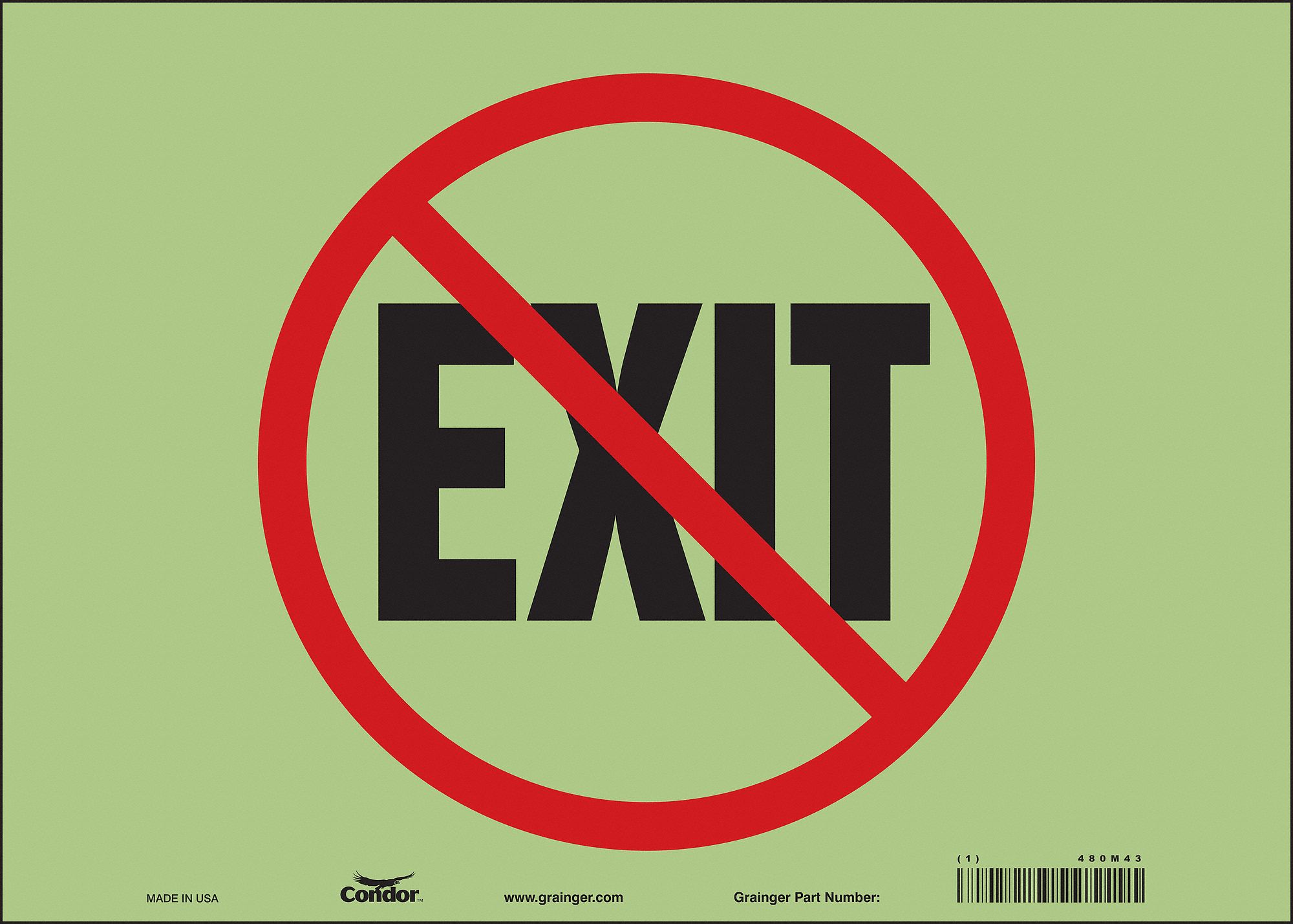 Safety Sign: Glow Vinyl, Adhesive Sign Mounting, 10 in x 14 in Nominal Sign Size, Glow In The Dark